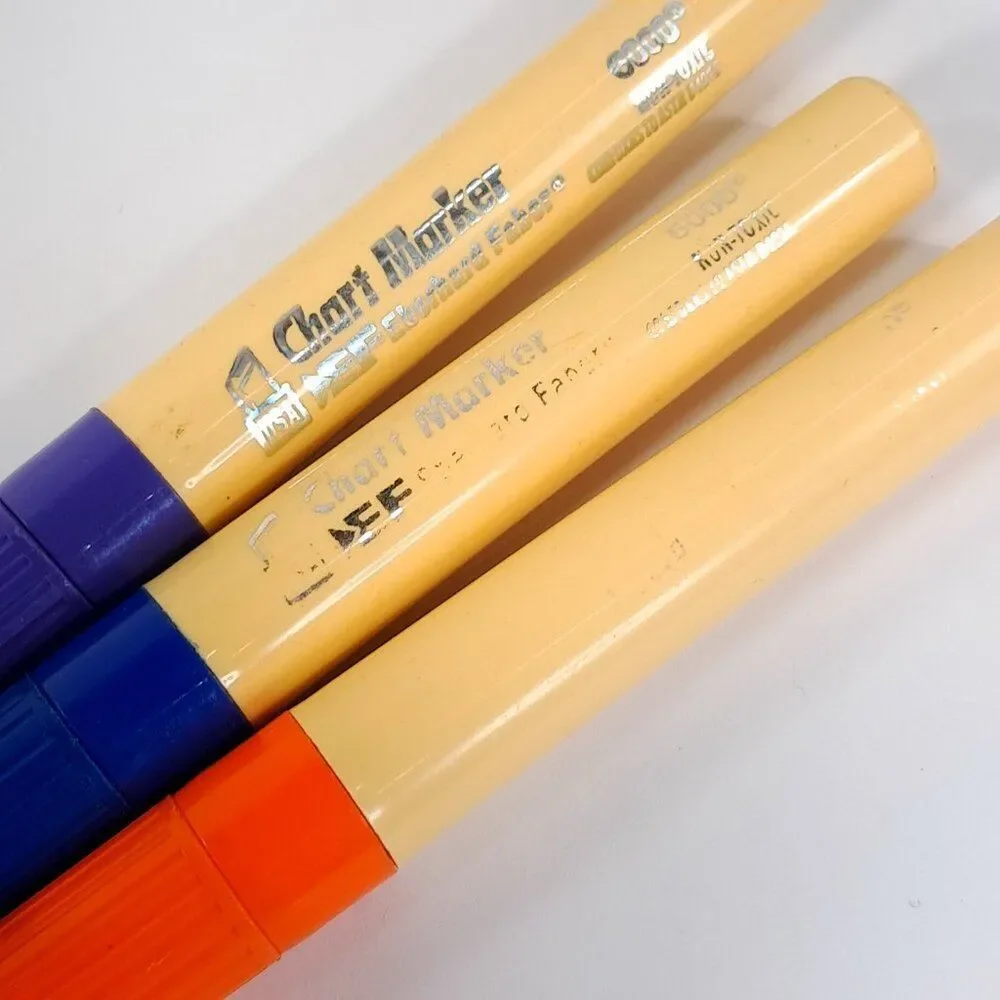 Vintage Eberhard Faber Chart Marker Felt-Tip Markers set 3 purple blue‎ orange